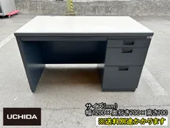 【中古】【一部地域送料無料】内田洋行　片袖机　※鍵なし　センター引き出し再塗装　ダークグレー　F-CB-073-0428A