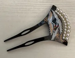 かんざし 鶴 パール付き 髪飾り バチ型 簪 和装 新品