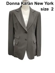 ■ ダナキャランニューヨーク Donna Karan New York アウター テーラードジャケット 長袖 ダークブラウン 毛 2 M 9号 レディース B6A007のサムネイル