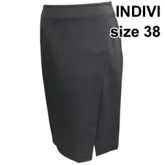 ■ インディヴィ INDIVI タイトスカート ひざ丈 スリット ネイビー 38 M 9号 レディース B6A008