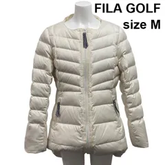 ■ フィラゴルフ FILA GOLF ライトダウンジャケット ノーカラー  取外可 フード付軽量 白 ダウン80% フェザー20%  M 9号 レディース S6A258