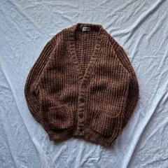 90〜00’s ニットカーディガン メランジブラウン ざっくり厚手ローゲージ ショールカラー 4ボタン/ポケット付 70アクリル30ウール ユニセックス 古着 Y2K グランジ アメカジ ストリート
