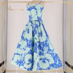 フラダンス 衣装 ワンピース ドレス アロハスタンダード ブルー系 ALOHA STANDARDS 日本製 ハイビスカス柄 かわいい 華やか 鮮やか 明るい 青 ハワイアン アロハ ハワイアンプリント フラ ダンス レッスン 練習 おしゃれ レディース