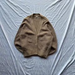 green label relaxing キャメルブラウン ローゲージVネックニットカーディガン 3ボタン 短丈 コットン混(リネン入) ゆるだぼ Y2K グランジ アメカジ ストリート