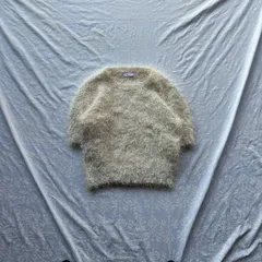 efforia エフォリア シャギーニット 半袖クロップド アイボリー/ベージュ ラメ糸ミックス ふわふわフェザー モヘアライク Y2K フェアリーグランジ ガーリー