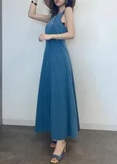 【未使用品】eimy istoire ヴィンテージライクボタンフレアワンピース