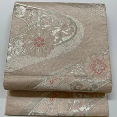 ［6627］袋帯 花唐草文様 シルバー 六通 正絹 着物 フォーマル