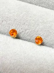 宝石質メキシカンオパールAAA ラウンドファセットピアス（3mm・サージカルステンレス） K18メッキ