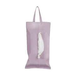 新品 ティッシュケース 吊り下げ 防水 車用 おしゃれ ティッシュカバー 壁掛け収納 キッチン 洗面所 ベビーカー 省スペース 生活感隠し マスク収納 インテリアに馴染む (パープル 1個)