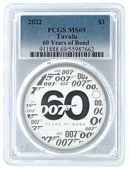 2022 ツバル 1オンス ジェームズ・ボンド60周年 PCGS MS70 - メルカリ