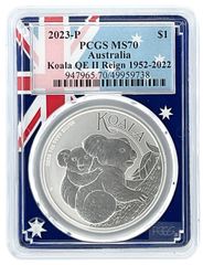 2023年 アトラリア 1オンス シルバー コアラ PCGS MS70 - フラッグ