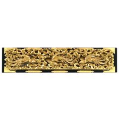 レア】古美術品 木彫 塗金龍欄間 金彩 双龍彫刻 家紋入 - メルカリ