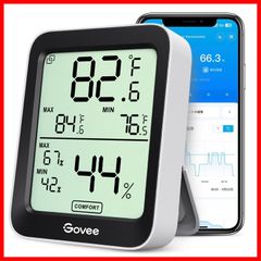 Govee 温湿度計 温度計 湿度計 Bluetooth デジタル スマホで温度湿度管理 温度 湿度 高精度 コンパクト 大画面 グラフ記録 アラーム 異常通知 最高最低温湿度 乾燥対策 加湿対策 温室 地下室 室内 置掛兼用 （50mのBluetooth接続