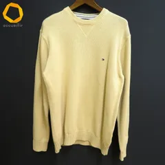 #wx トミーヒルフィガー TOMMY HILFIGER ニット セーター L クリーム ワンポイント刺繍 メンズ [986415] k01