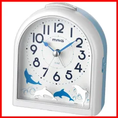 MAG(マグ) 目覚まし時計 置き時計 アナログ イルカ 動物 かわいい 子供 静音 連続秒針 電子音 アラーム スヌーズ ライト ホワイト ミグレイト T-747 WH-Z ノア精密