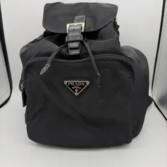 ⭐良品⭐ PRADA リュック バックパック 巾着型 三角ロゴプレート ナイロン 黒 レザー 114-2