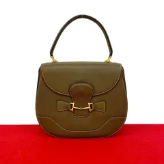 極 美品 GUCCI グッチ オールドグッチ ヴィンテージ ホースビット 金具 レザー 本革 ハンドバッグ ミニ トートバッグ ブラウン 289-5