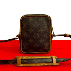 極 美品 LOUIS VUITTON ルイヴィトン ヴィンテージ ミニ ダヌーヴ モノグラム レザー ショルダーバッグ ポシェット ブラウン 199-2