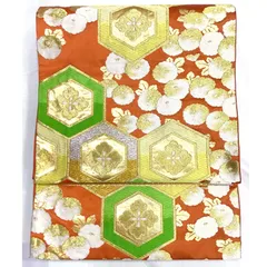 袋帯・振袖用・正絹・朱・No.200701-1871・梱包サイズ60