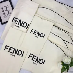 【 鑑定済み 】フェンディ《 ガーメントカバー 》《 バッグカバー 》 ベージュ ブラック シルバー金具 コットン 衣装カバー 5枚セット バッグカバー 3枚セットのサムネイル