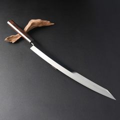 11580鬼反り先丸包丁尺三鏡面仕上げ刃は究極の切れ味黒檀黒水牛角五本