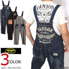 美品　VANSON モノグラム　オーバーオール　つなぎ オ－ルインワン　XL 未使用級 VANSON デニム 刺繍 オーバーオール つなぎ オ－ルイン 紺