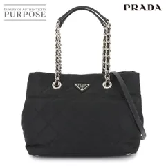 新品同様 プラダ PRADA 2way トート ショルダー バッグ ナイロン サフィアーノレザー ネロ 1BG740 シルバー 金具 90306373