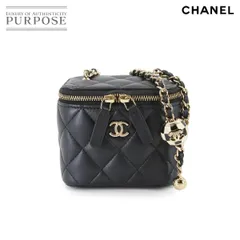 美品 シャネル CHANEL マトラッセ ミニ バニティ チェーン ショルダー バッグ ラムスキン ブラック AP1447 ゴールド 金具 90307534