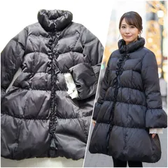 【可憐なフリルの調べ】 and Love ダウンコート レディース L 黒 ブラック アンドラブ QVC テレビショッピング レース 2WAY Aライン ロング丈 暖かい 防寒 婦人服 秋冬 アンドラブ