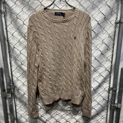 POLO RALPH LAUREN  ニット ポニー刺繍 ケーブルニット size M ベージュ ポロラルフローレン 