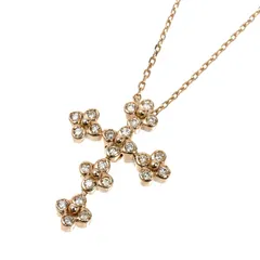 Vendome Aoyama ヴァンドーム青山 K18PG ピンクゴールド クロス ネックレス ダイヤモンド0.14ct 3.3g ～42cm レディース 中古