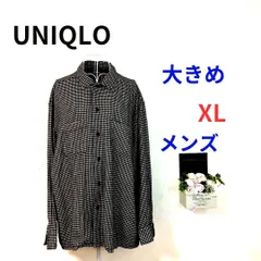 【美品A】UNIQLO カジュアルシャツ 綿100 長袖 千鳥格子 XL メンズ