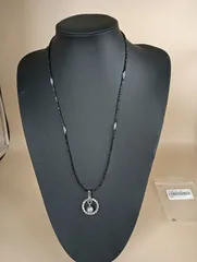 ブラックパール　黒蝶真珠＆ブラックスピネル　サークルペンダント