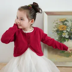 ニットボレロ 女の子 即購入OK カーデ 入学式 フォーマル コットン カーディガン 卒業式 子供服 卒園式 結婚式 発表会 ガーリーボレロ キッズ 長袖 ボレロ 可愛い おしゃれ 無地 白 紺 赤 nuoai02
