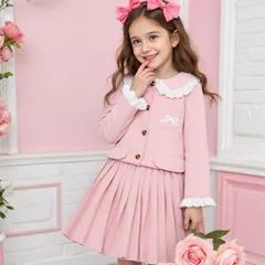 入学式 女の子 スーツ キッズ 即購入OK 卒園式 子供服 小学生 子供 フォーマル 上下セット プリーツスカート フリル ジャケット 入学式スーツ 子供スーツ  着回し 発表会 結婚式 七五三 おしゃれ 可愛い chaotong01