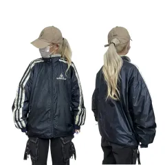 日本版 le coq sportif ルコックスポルティフ ネイビー 裏起毛 オーバーサイズ ウィンドブレーカー トラック ジャケット L