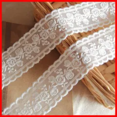 Sourcemall レース リボン DIY手芸 服装素材 ギフト飾り 装飾材料 (白い花柄)