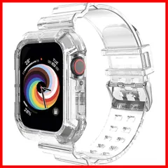 コンパチブル apple watch バンド アップルウォッチバンド スポーツバンド 一体型交換用ベルト 透明 クリア 耐衝撃ベルト iWatch Series 49mm 46mm 45mm 44mm 42mm 41mm 40mm 38mm 11/10/9/U