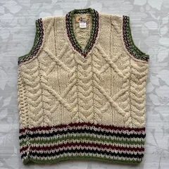 イタリア製 Remo di Firenze ハンドニット ウール100% ケーブルニット ベスト M