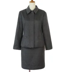 コムサイズム COMME CA ISM スーツ ジャケット ステンカラー スカート ウール 9 グレー