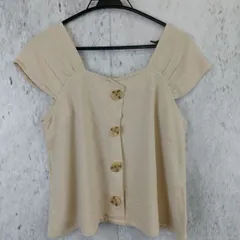 RETROGIRL レトロガール トップス Tシャツ ボタン レディース Mサイズ ベージュ タンクトップ ノースリーブ□〇