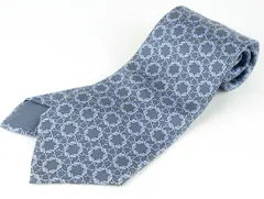 HERMES エルメス ネクタイ メンズファッション ネイビーブルー系 幾何学柄 ジオメトリック 総柄 シルク100% フランス製 rk8500