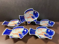 有田焼　其泉　染錦魚型盛皿　五枚セット