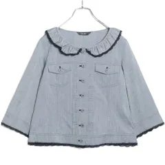 【極美品】ピンクハウス★ジャケット風♪七分袖ブラウス サイズM グレー系 前開き ピコット飾り♪z17190