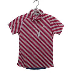 【美品】adidas(アディダス) ポロシャツ ピンク白 レディース M ゴルフウェア 2511-0295 中古