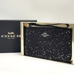【夜空モチーフのエレガントポーチ】COACH コーチ スター グリッター スモール リストレット ポーチ F38641 星柄 iPhone収納可能 小物入れ レディース