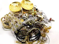 A番 メッキアクセサリー セット 約980g ■ ネックレス リング イヤリング ブローチ 等 まとめ売り □8A