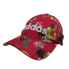 【美品】adidas(アディダス) キャップ ピンク花柄 レディース フリーサイズ ゴルフウェア 2512-0160 中古