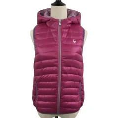 ルコックスポルティフ le coq sportif ベスト ジャケット ダウン フード ロゴ 刺繍 ノースリーブ M ピンク 紫 パープル