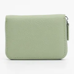 【新品・未使用】 二つ折り 財布 レディース 婦人 ミニ財布 スキミング防止 じゃばら カード入れ 大容量 小銭入れ 本革 レザー シボ革 ウォレット かわいい おしゃれ きれいめ LightGreen ライトグリーン 薄緑 STY-59735-CPM4